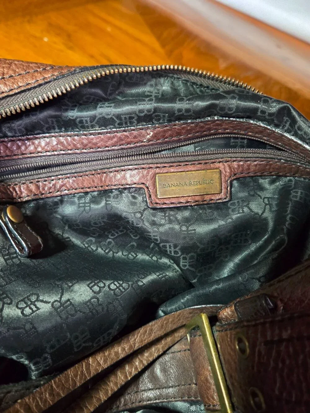 Vintage Banana Republic Hobo Bag Dark Brown Leather With Brass Hardware